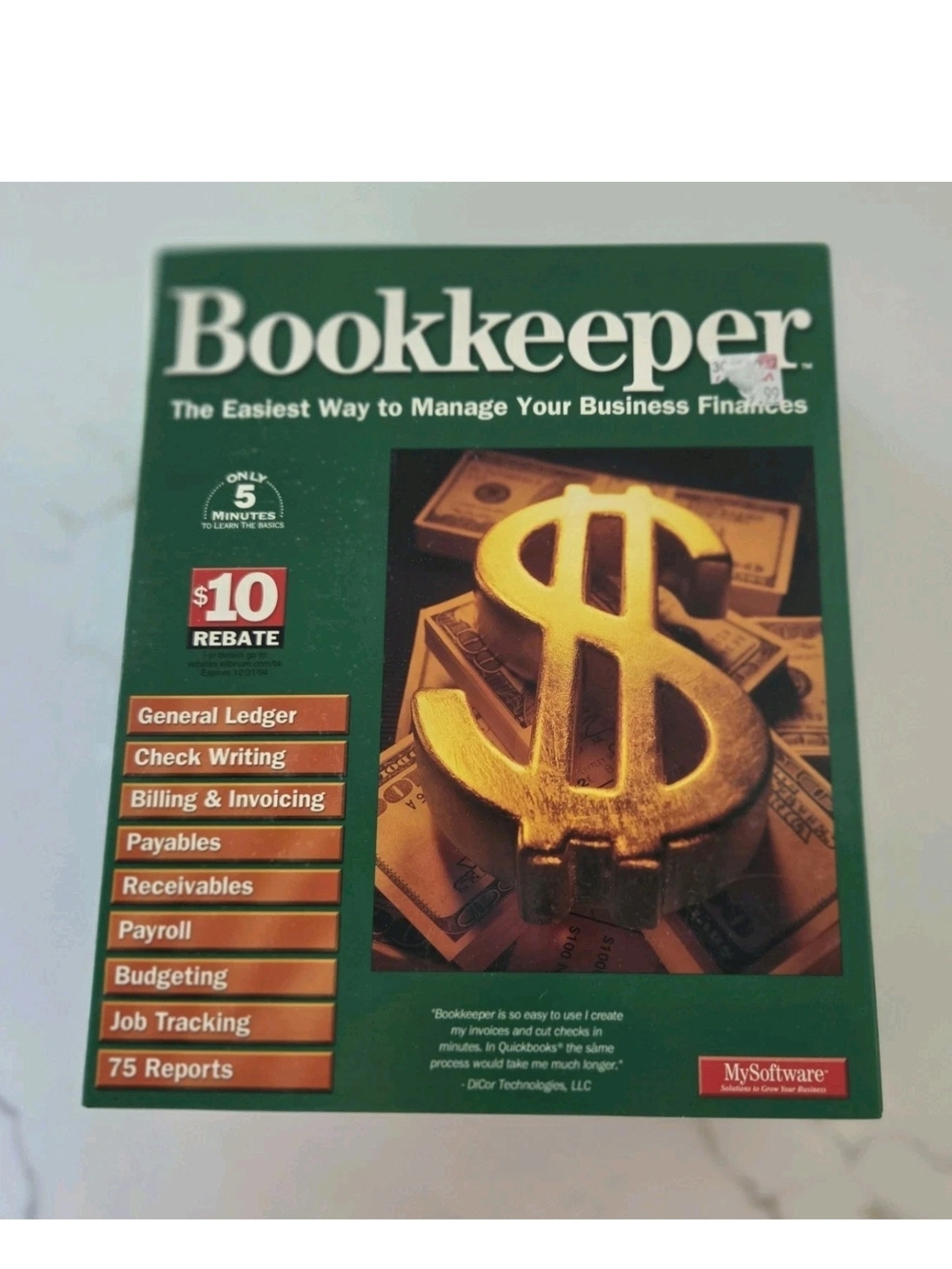 NEW MySoftware Bookkeeper PC 2002 SEALED In Box Windows 95 98 2000 XP